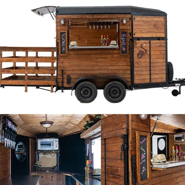 Innenansicht des mobilen Barwagens mit professioneller Ausstattung für Events