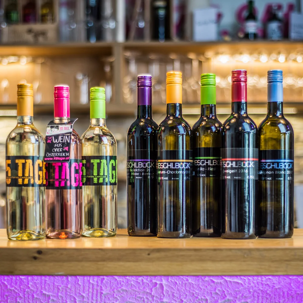 Verkostung der hauseigenen Weine der Linien 95Tage und Der Eschlböck 